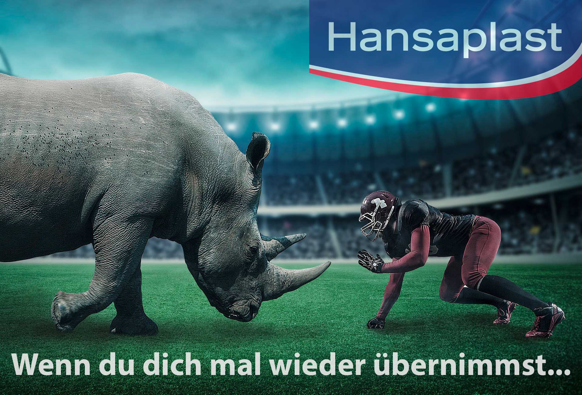 Footballspieler gegen Nashorn