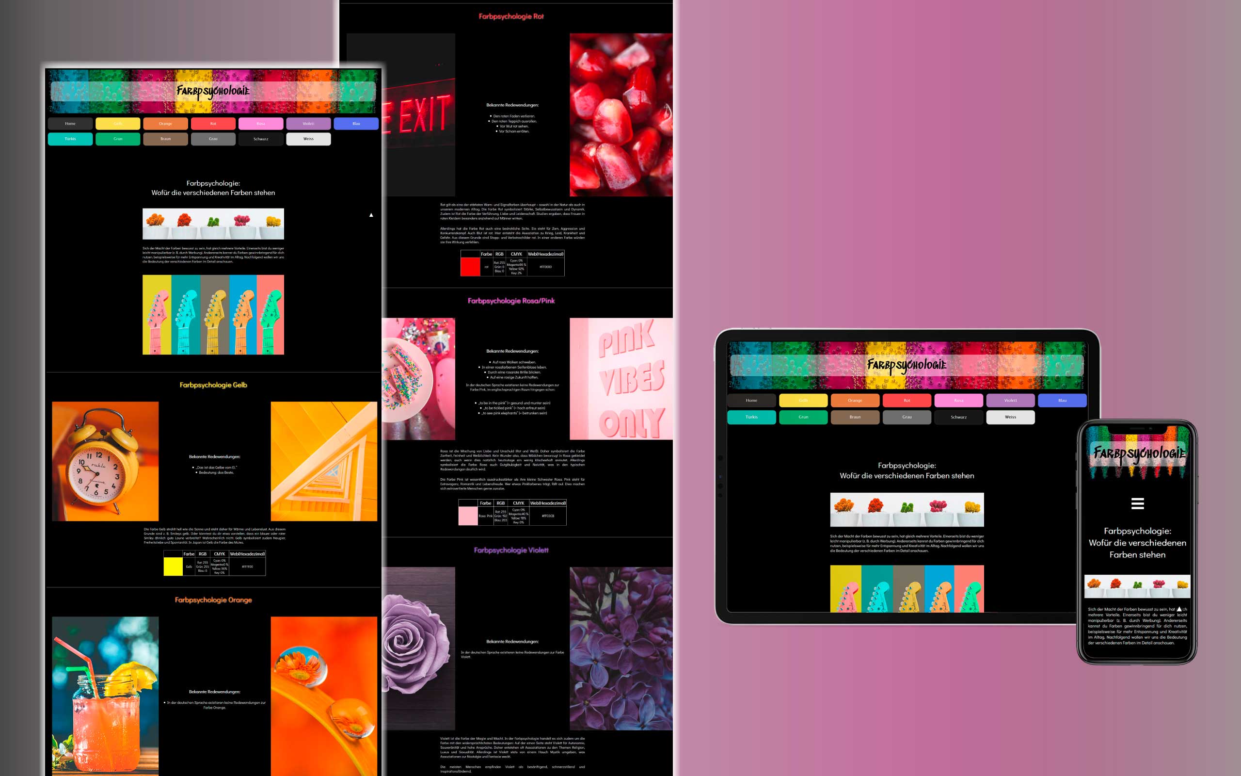 Webseiten Screenshot Farbpsychologie
